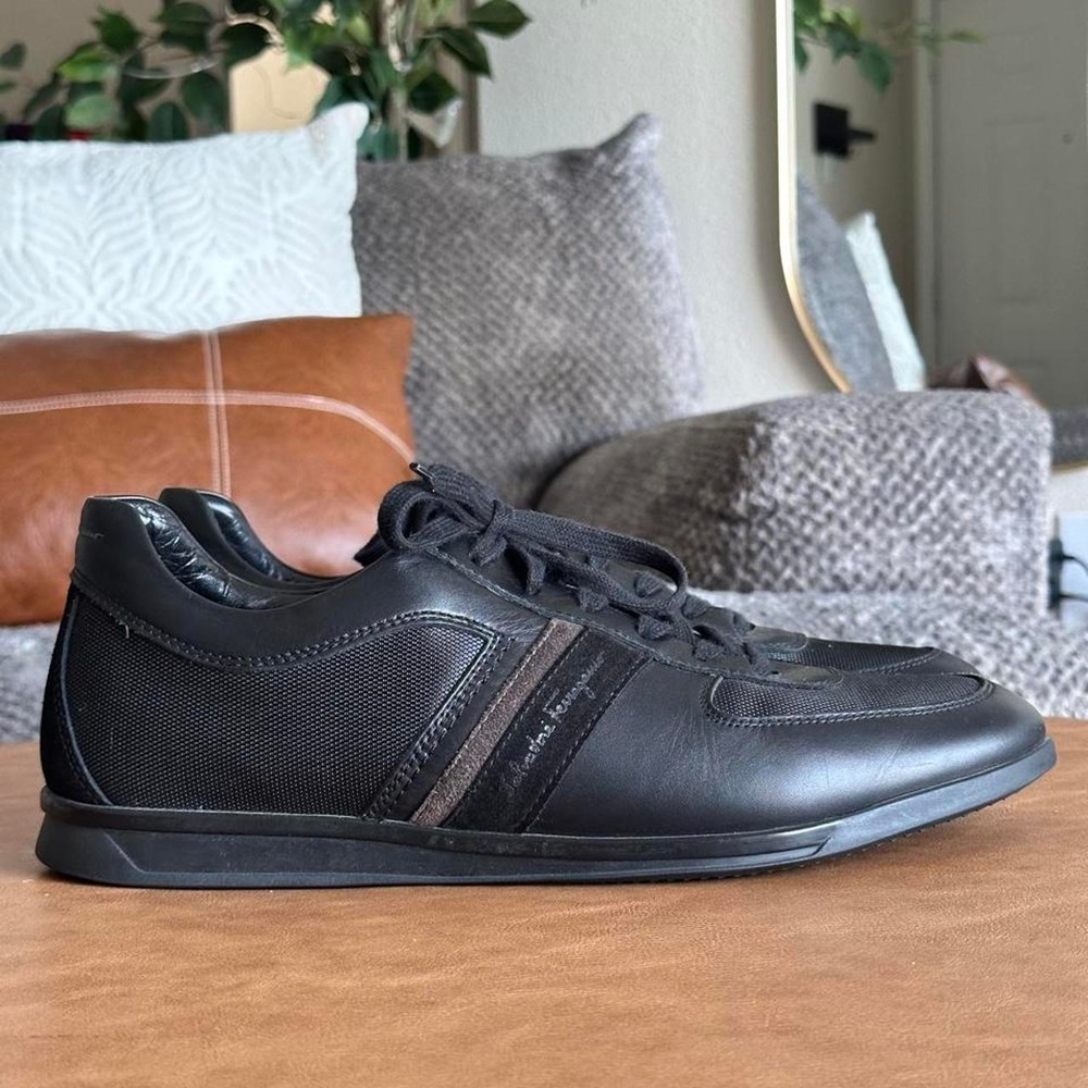 Salvatore Ferragamo "Nyon" Mesh & Leather Low-Top Sneakers - Size 9.5